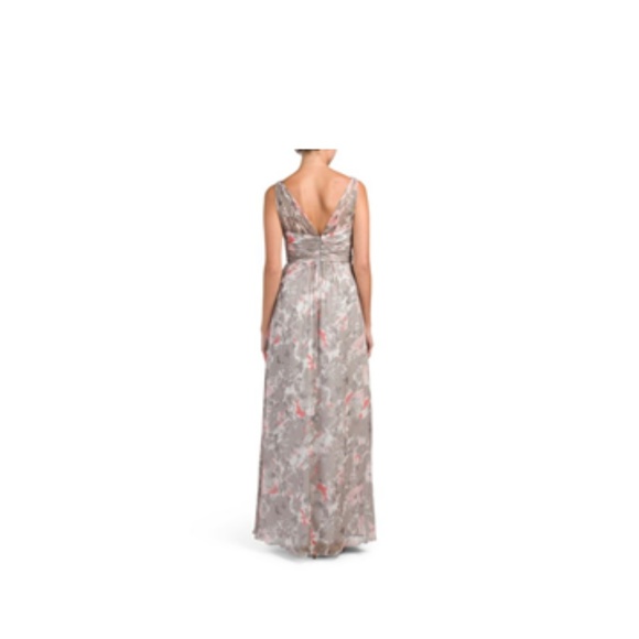 NWT Amsale Sz 6 Floral Print Silk Chiffon Gown - Picture 2 of 8